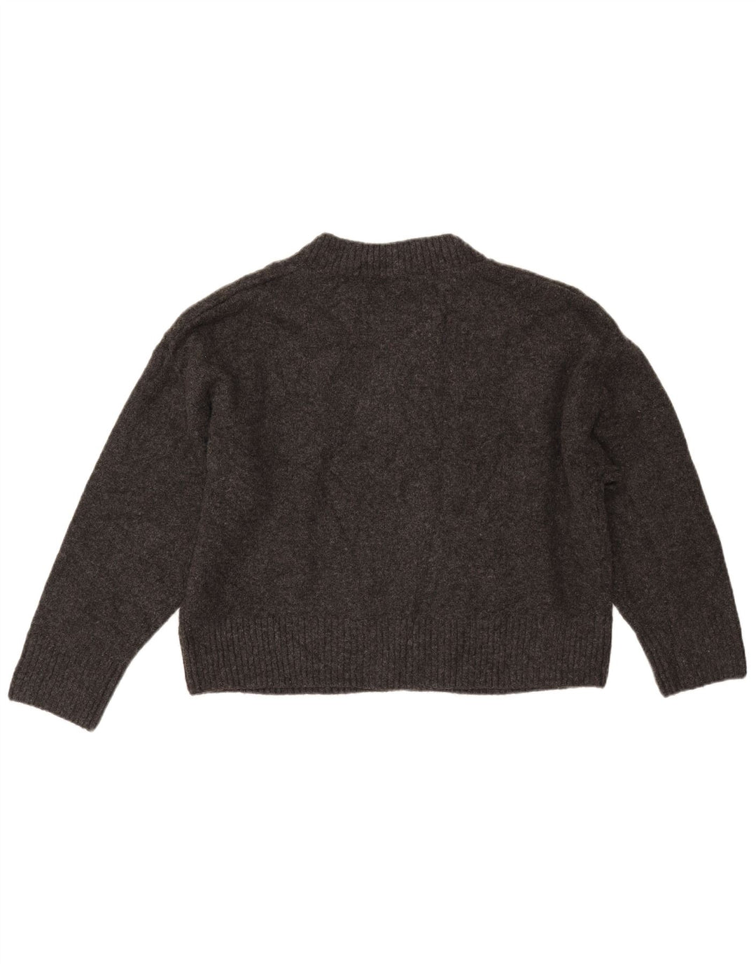 ZARA Suéter tipo jersey corto con cuello en V de gran tamaño para mujer UK 10 Small Gris