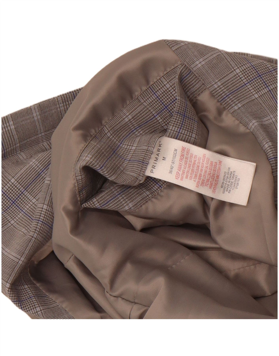 Primark Chaqueta Bomber para Hombre UK 38 Poliéster a Cuadros Gris Medio