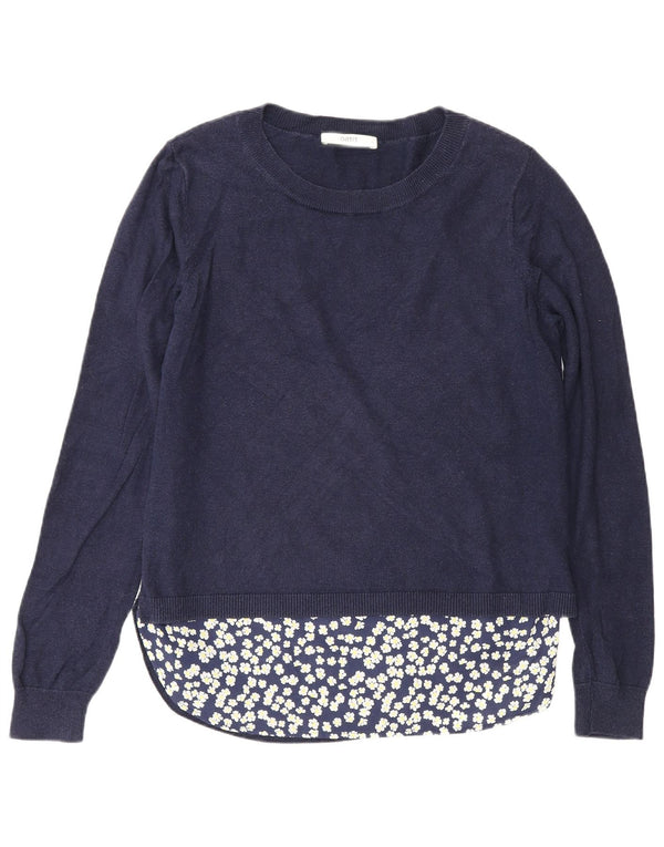 Oasis - Jersey para mujer con cuello barco, talla XL, algodón floral, color azul marino