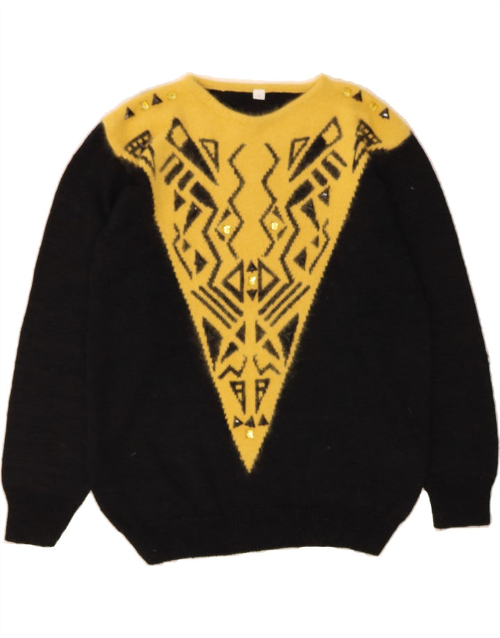 VINTAGE Womens Boat Neck Jumper Sweater EU 38 Medium Black Colourblock Vintage Vintage and Second-Hand Vintage from Messina Hembry 
