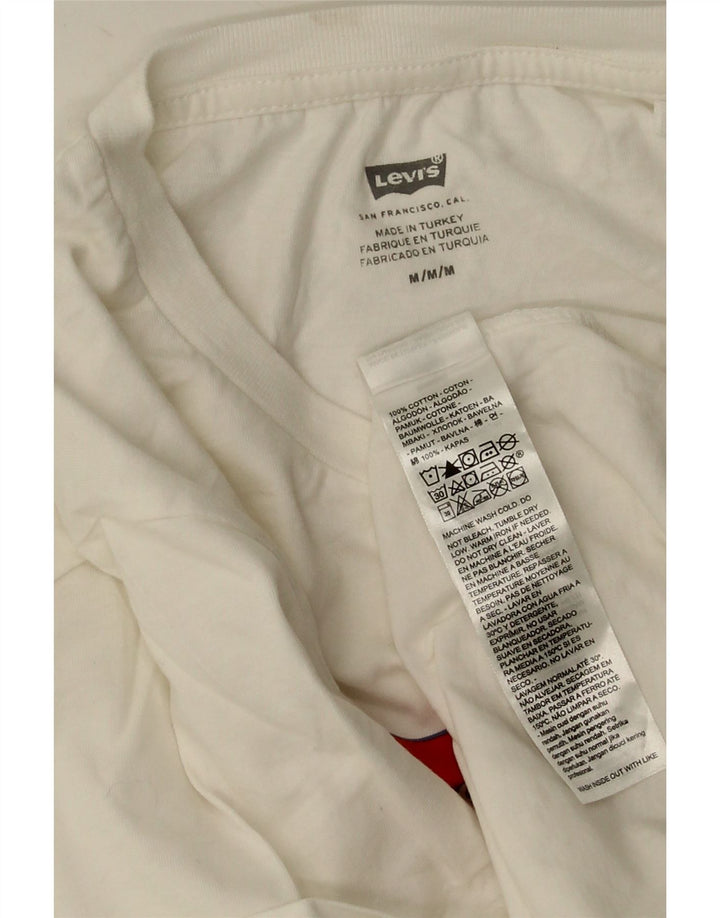Levi's Camiseta gráfica para mujer Top UK 44 Algodón blanco mediano