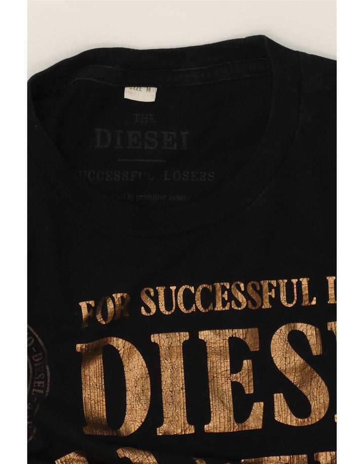 Diesel Hombre Camiseta Gráfica Top Mediano Negro