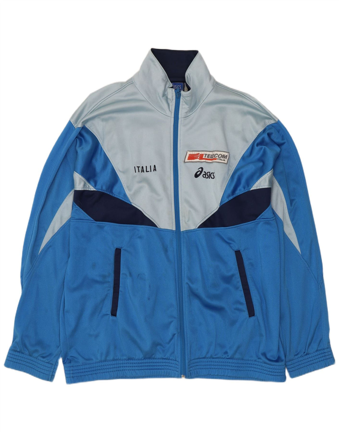 ASICS Mens Italia Graphic Chándal Top Chaqueta IT 54 XL Azul Colorblock