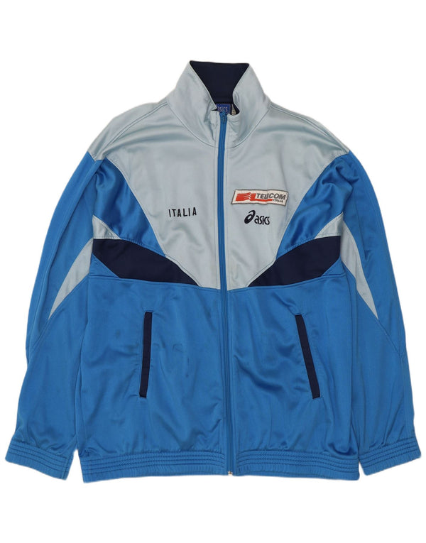 ASICS Mens Italia Graphic Chándal Top Chaqueta IT 54 XL Azul Colorblock