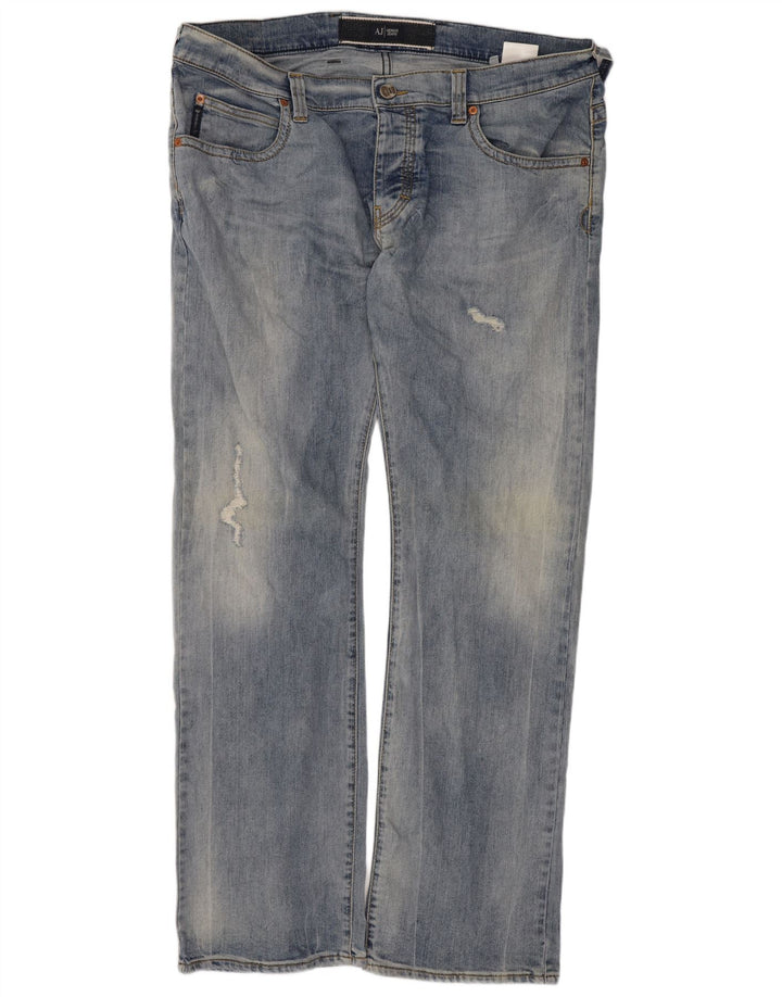 Armani Jeans rectos desgastados para hombre W38 L32 Algodón azul