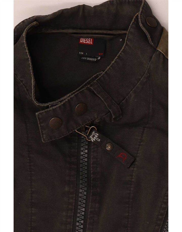 Diesel Chaqueta Bomber para Hombre UK 40 Grande Gris Colorblock Algodón