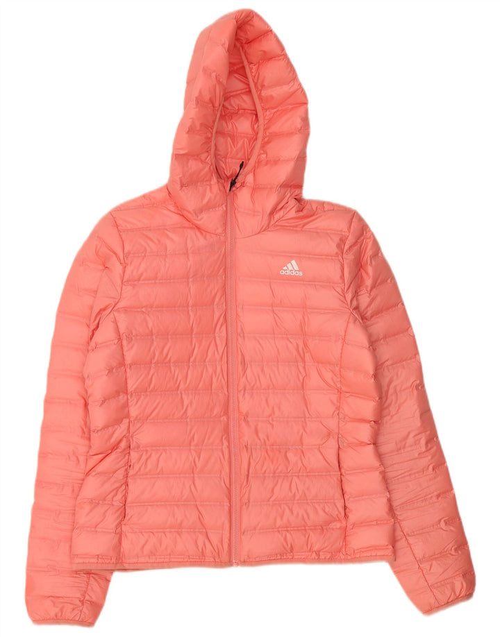 Adidas Chaqueta acolchada con capucha para mujer UK 12/14 Poliéster rosa medio