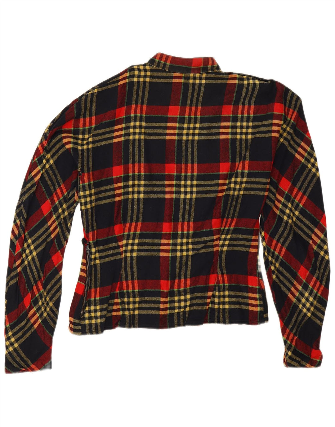 Vintage mujer manga larga blusa Top Reino Unido 14 gran cheque rojo