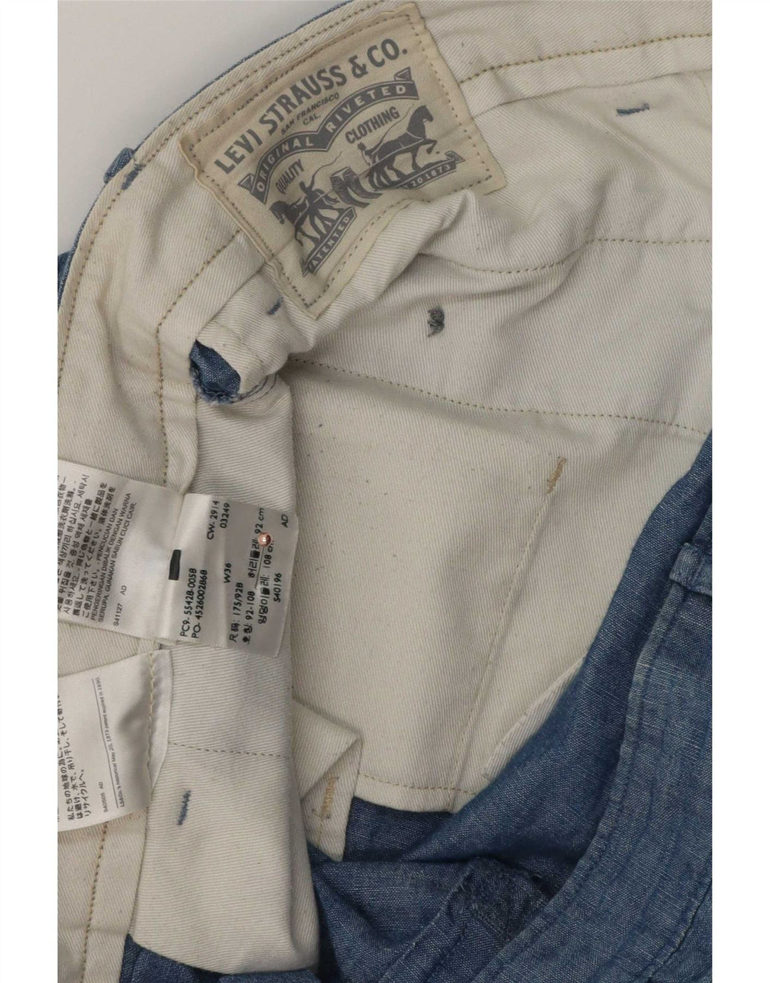 Levi's Pantalones cortos chinos para hombre W36 Algodón azul grande