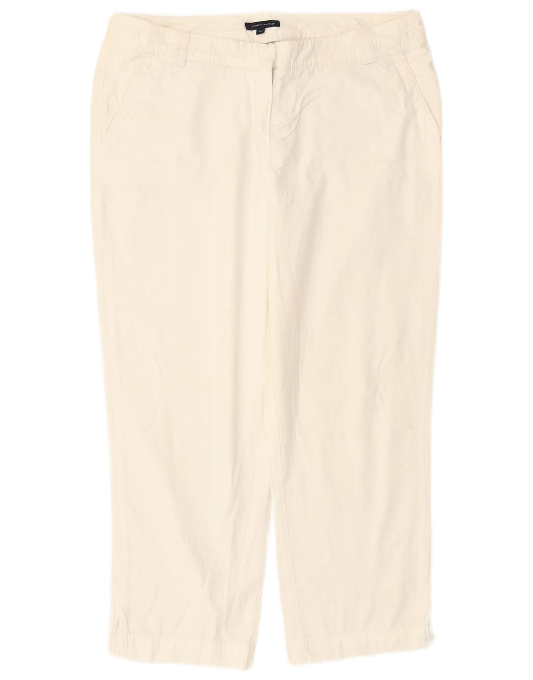 TOMMY HILFIGER Pantalones capri rectos para mujer UK 10 W27 L24 Algodón blanco