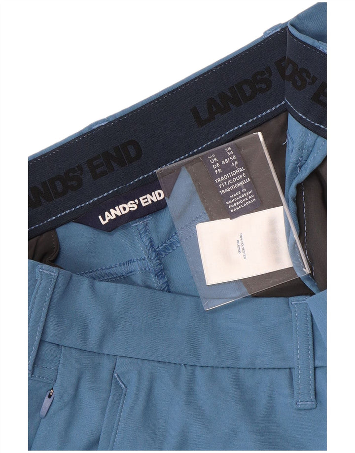 LANDS END Pantalones cortos chinos para hombre W34 Poliéster azul grande
