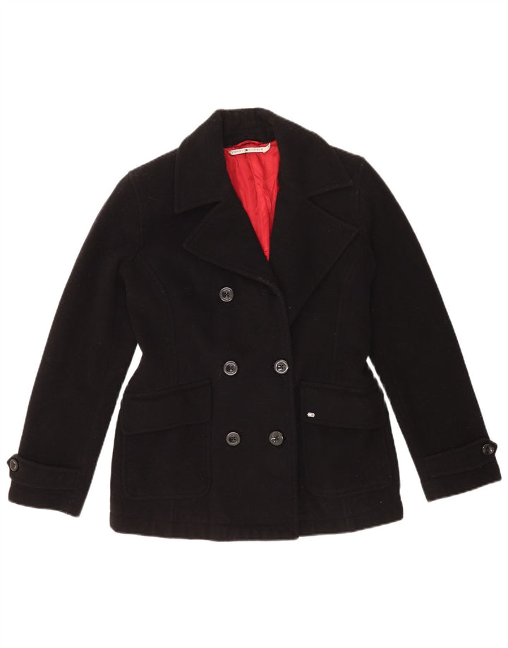 Tommy Hilfiger Chaquetón para Mujer UK 12 Mediano Lana Negra