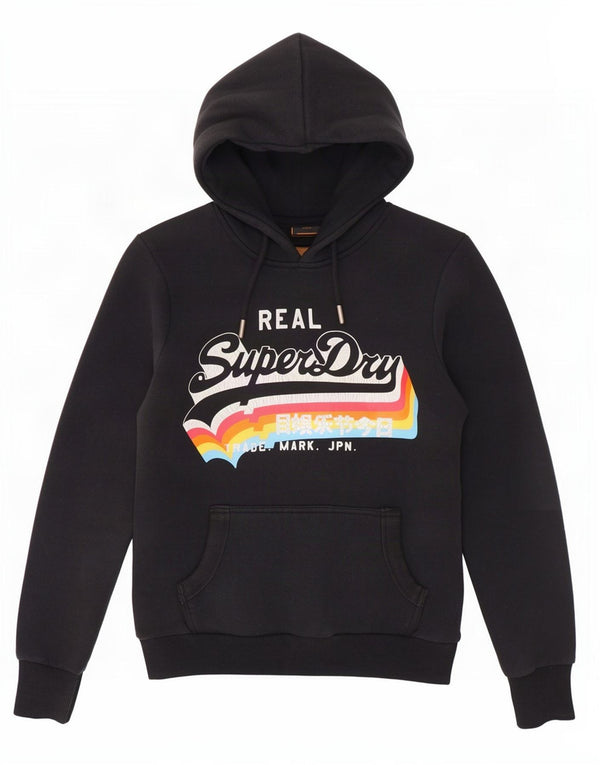 Superdry Jersey con capucha gráfica para mujer Reino Unido 8 Small Algodón negro