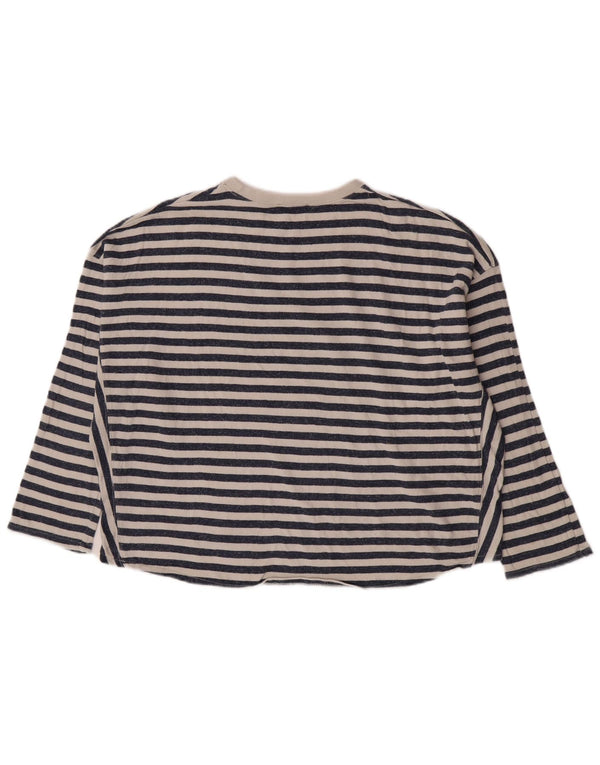 Zara Mujer Trafaluc Top Manga Larga UK 10 Small Azul Marino Rayas