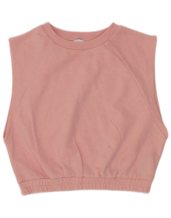 Topshop Top corto sin mangas para mujer UK 10 Small Pink Cotton