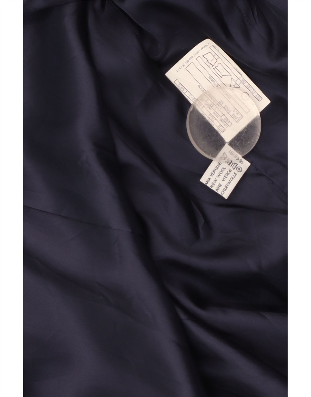 Vintage mujer 3 botones Blazer chaqueta IT 48 XL azul marino lana virgen