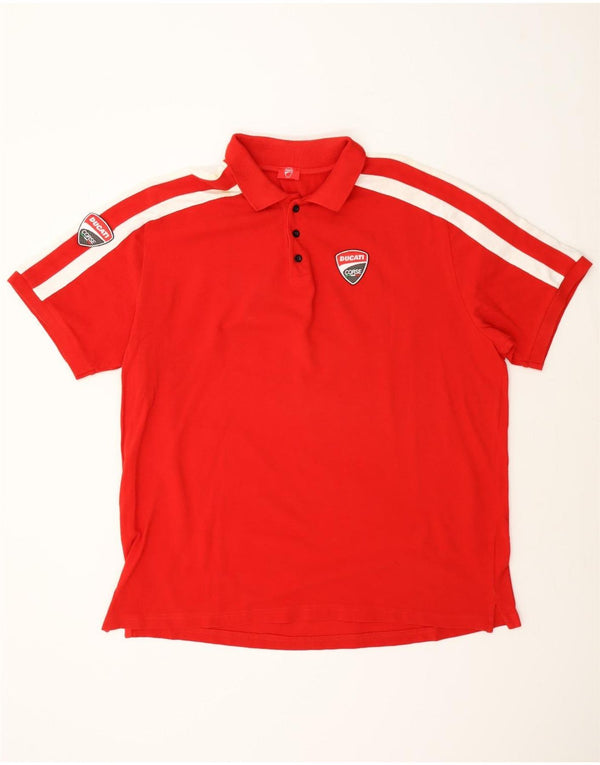 Ducati Mens Polo Shirt 2XL Red Colourblock Cotton