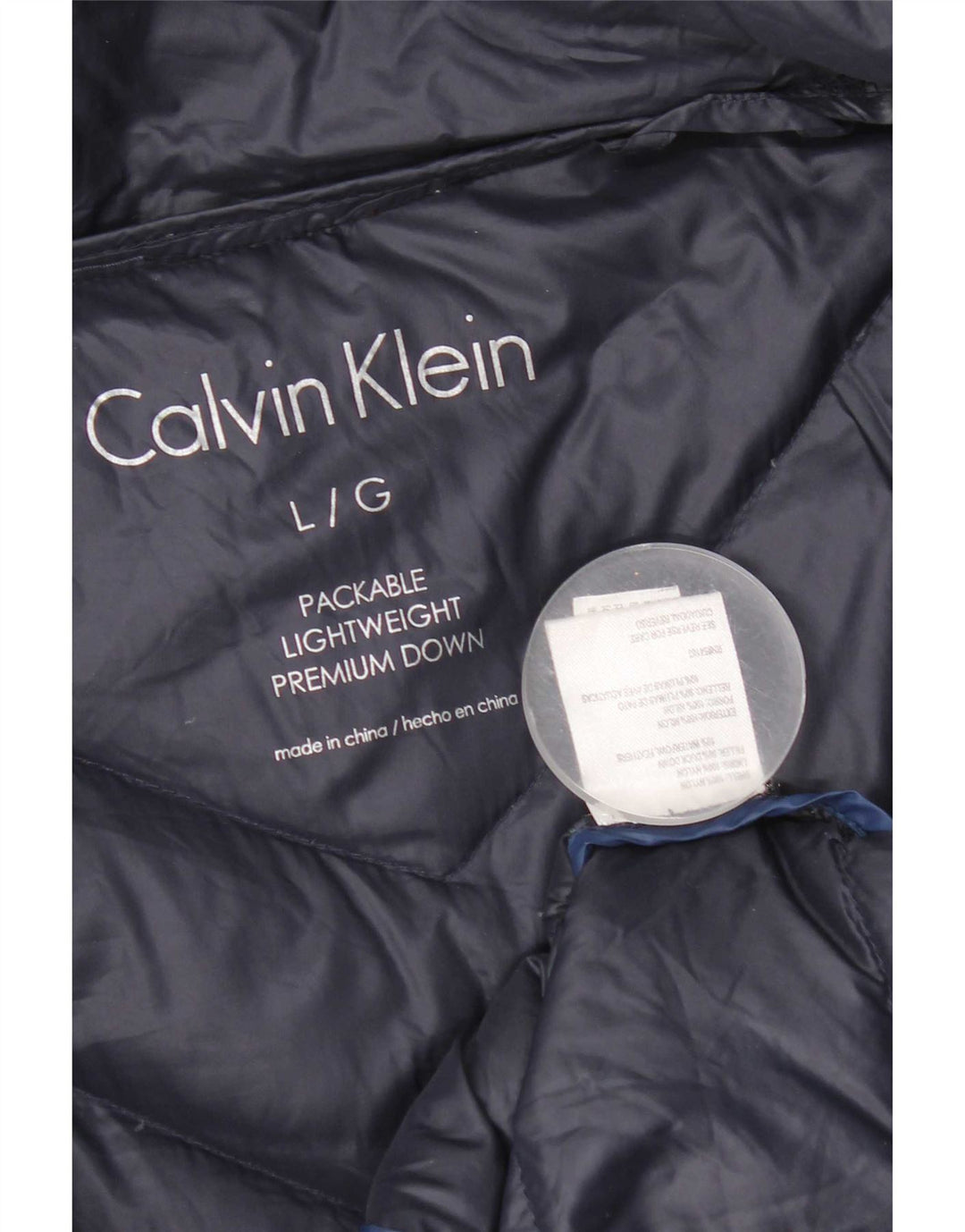 Calvin Klein Abrigo acolchado para mujer UK 46 Large Nylon azul marino