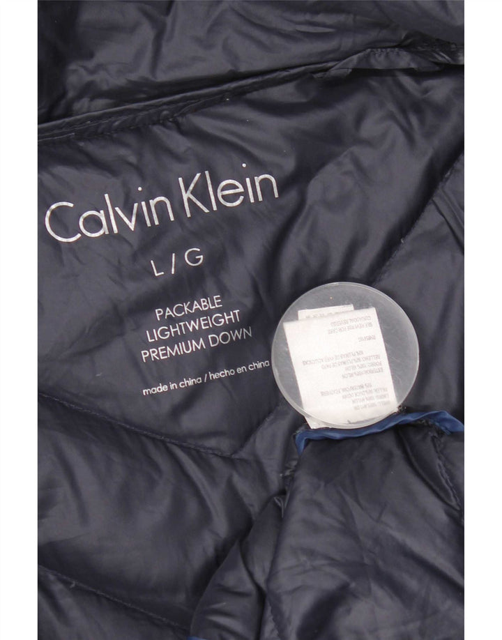 Calvin Klein Abrigo acolchado para mujer UK 46 Large Nylon azul marino