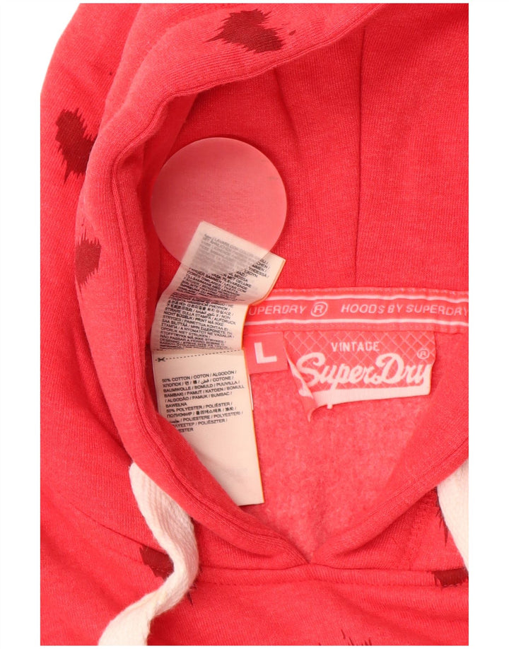 SUPERDRY Jersey con capucha gráfica para mujer UK 46 Large Red Cotton Heart