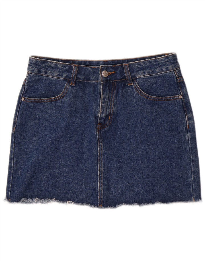 Vintage mujer mini falda de mezclilla mediana W28 algodón azul