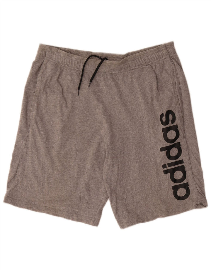 Adidas Pantalones cortos deportivos gráficos para hombre de algodón moteado gris medio