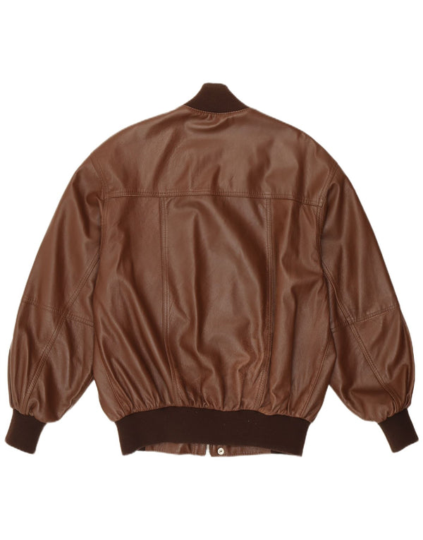VINTAGE Chaqueta de cuero para hombre Reino Unido 36 Cuero marrón pequeño