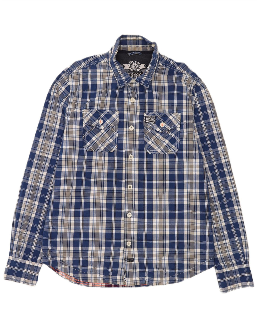 Camisa Superdry para hombre 2XL Algodón a cuadros azules