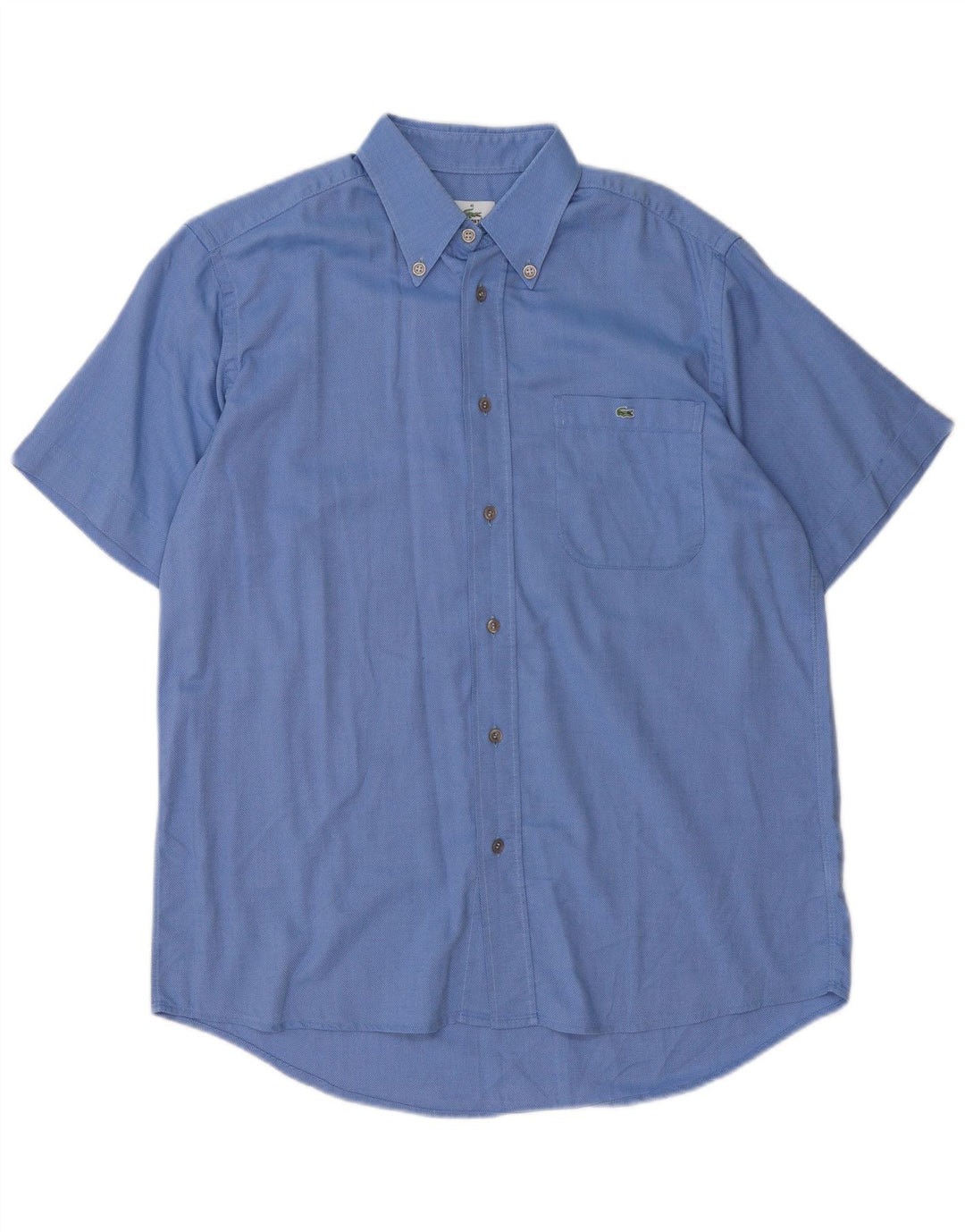 Camisa Lacoste Hombre Manga Corta Talla 40 Algodón Azul Medio