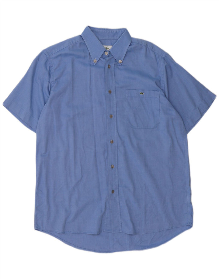 Camisa Lacoste Hombre Manga Corta Talla 40 Algodón Azul Medio