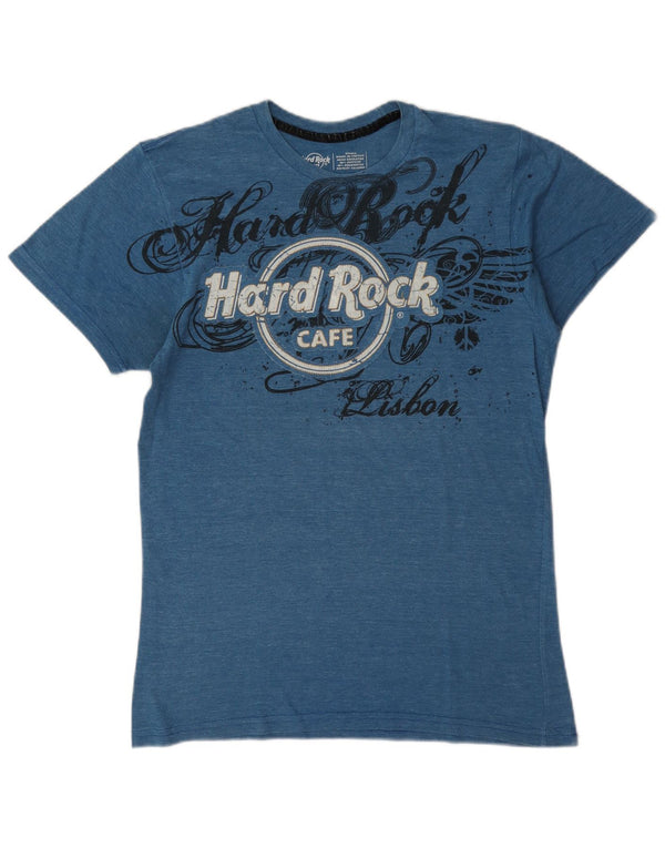 Hard Rock Cafe Camiseta Gráfica Lisboa para Mujer Top UK 10 Small Blue Moteado