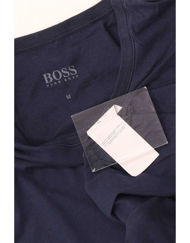 Hugo Boss Hombre Camiseta Top Medium Azul Marino Algodón