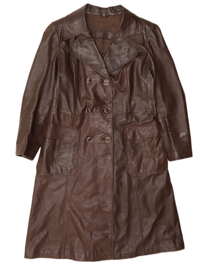 Abrigo de cuero vintage para mujer IT 48 XL Borgoña