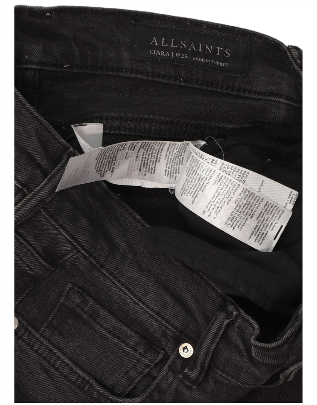 ALL SAINTS Vaqueros Bootcut para Mujer W26 L30 Algodón Negro