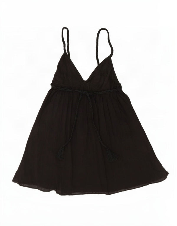 Zara Mujer Mono Corto UK 12 Mediano Algodón Negro