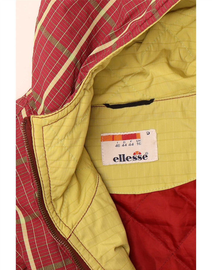 Chaqueta cortavientos extragrande con capucha para mujer Ellesse UK 46 Large Red Check