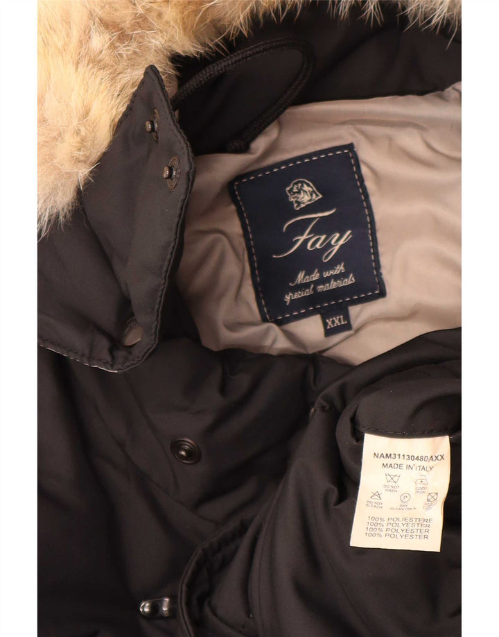 Fay Chaqueta acolchada con capucha para hombre UK 44 2XL Poliéster negro