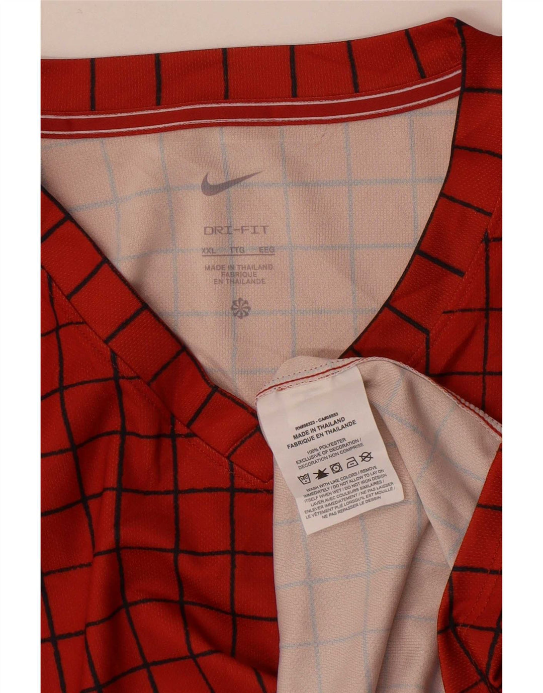 Nike Camiseta Dri Fit para hombre Top 2XL Naranja Cuadros Poliéster