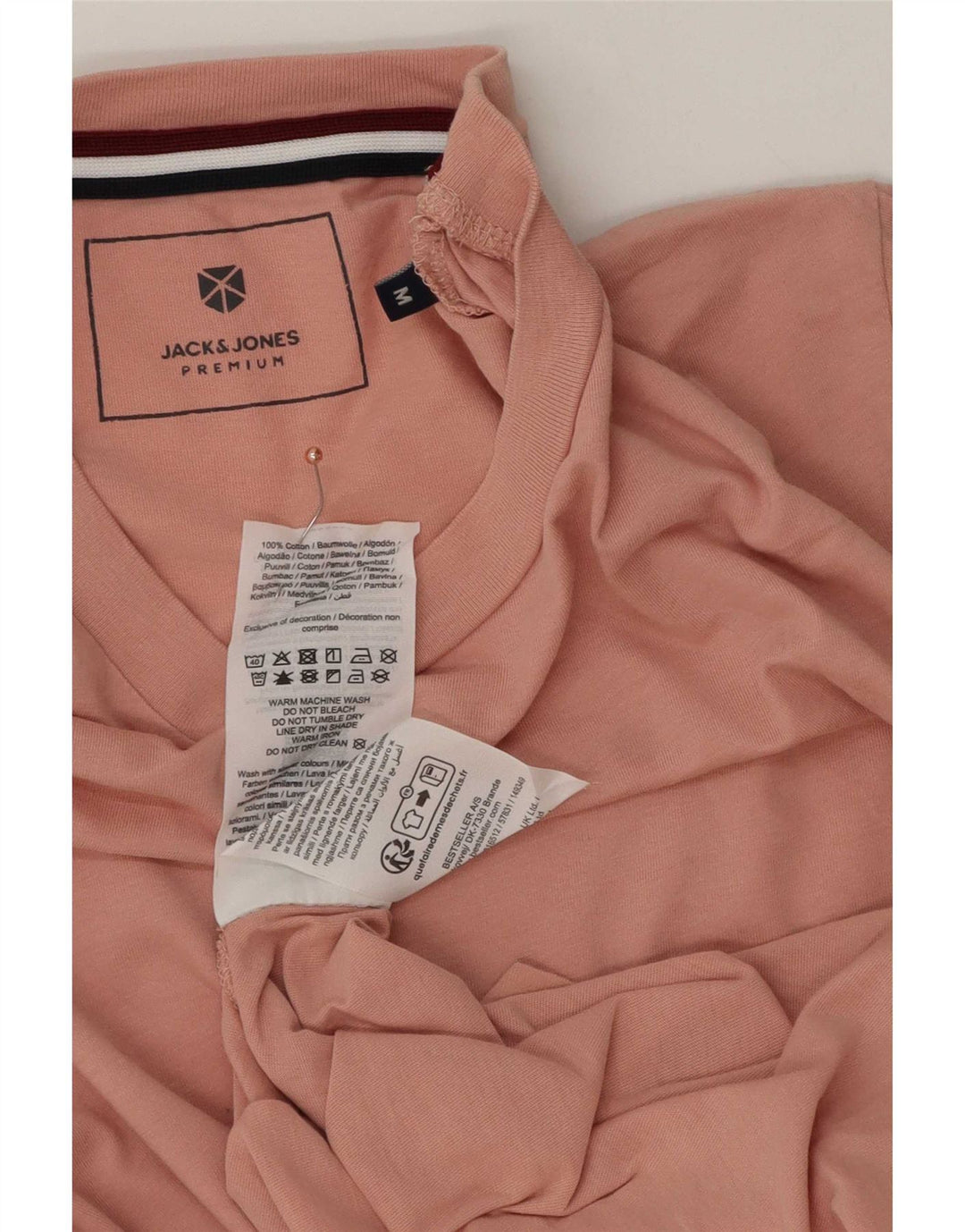 Jack & Jones Hombre Camiseta Gráfica Top Algodón Rosa Medio