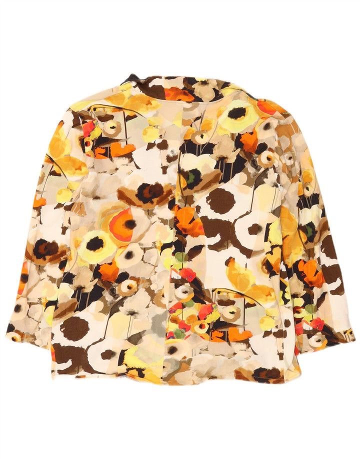 Vintage mujer patrón abstracto camisa blusa Reino Unido 16 grande multicolor