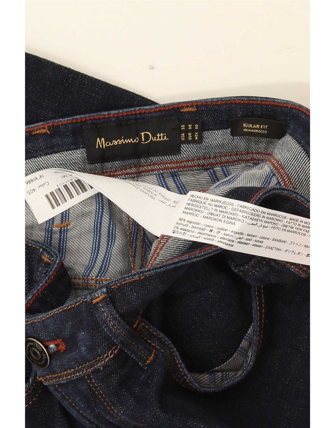 Massimo Dutti Vaqueros Rectos de Corte Regular para Hombre EU 38 Small W30 L30 Azul Marino