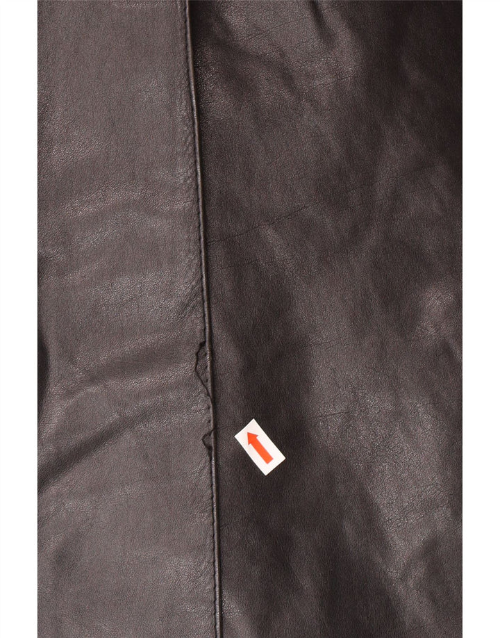 Vintage hombres cuero abrigo IT 46 pequeño cuero negro clásico