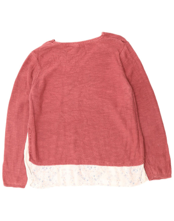 FAT FACE Suéter tipo jersey con cuello en V para mujer UK 46 Grande Algodón floral rosa