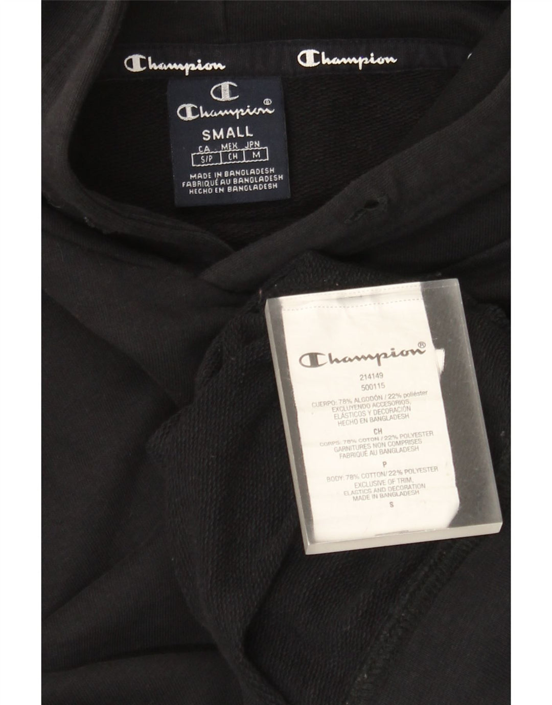 Champion Sudadera Con Capucha Para Hombre Jersey Pequeño De Algodón Negro