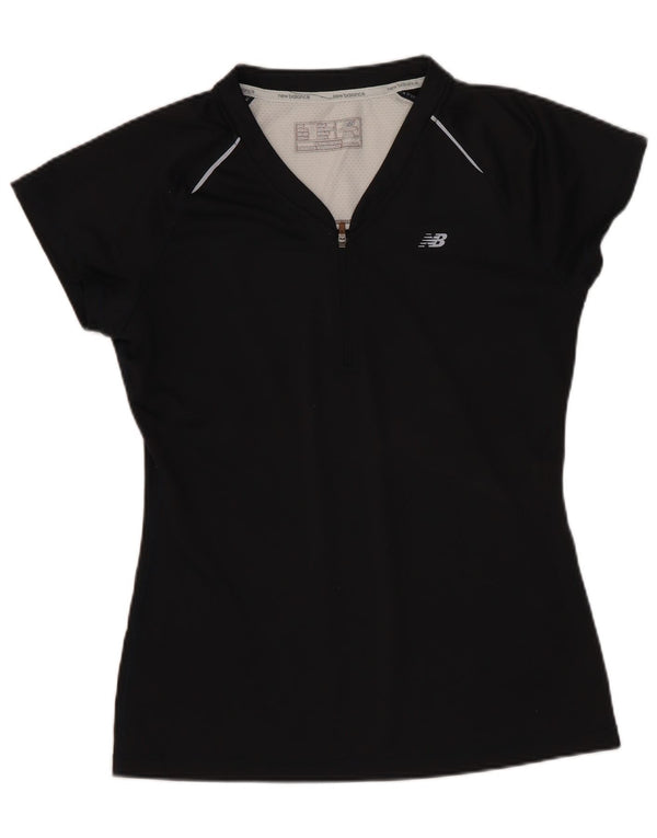 New Balance Camiseta para mujer Top UK 10 Small Black Colourblock Poliéster