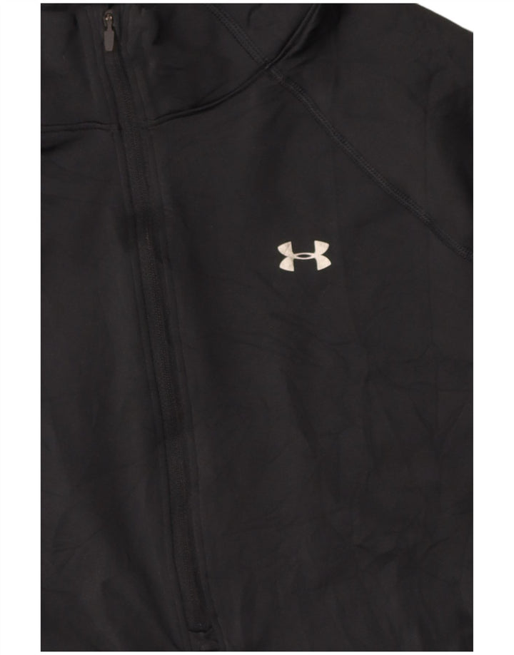 UNDER ARMOUR Womens Zip Neck Pullover Tracksuit Top UK 10 Small Black