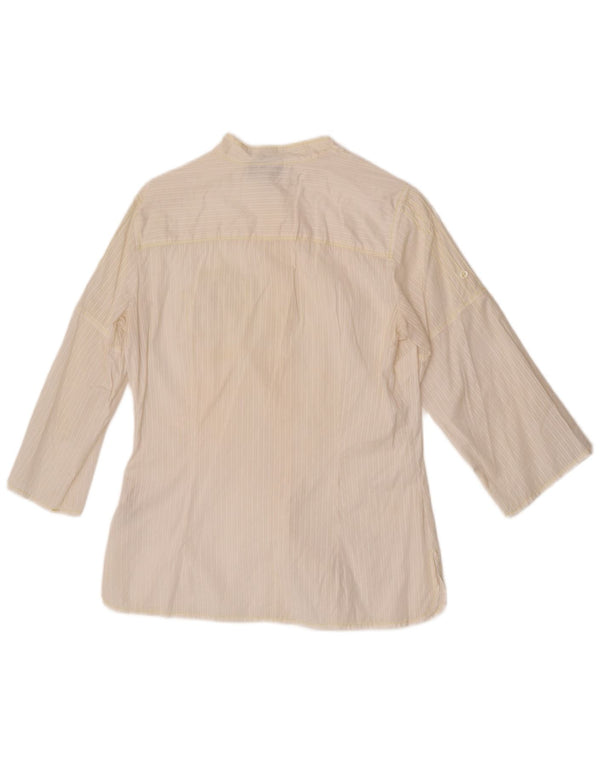 Trussardi Jeans Camisa de manga 3/4 para mujer UK 46 Large Algodón a rayas blancas