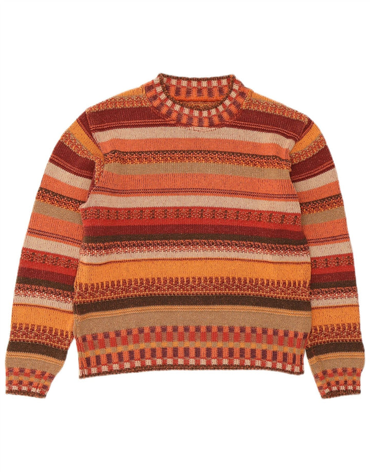 VINTAGE suéter de cuello redondo para mujer Reino Unido 14 rayas multicolores medianas