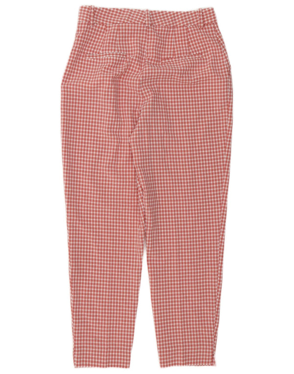 Zara Mujer Pantalones Chinos Cónicos De Cintura Alta Mediano W28 L27 Cuadro Rojo