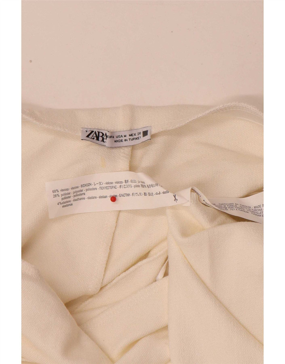 Zara Vestido Sin Tirantes Para Mujer UK 44 Viscosa Blanca Mediana